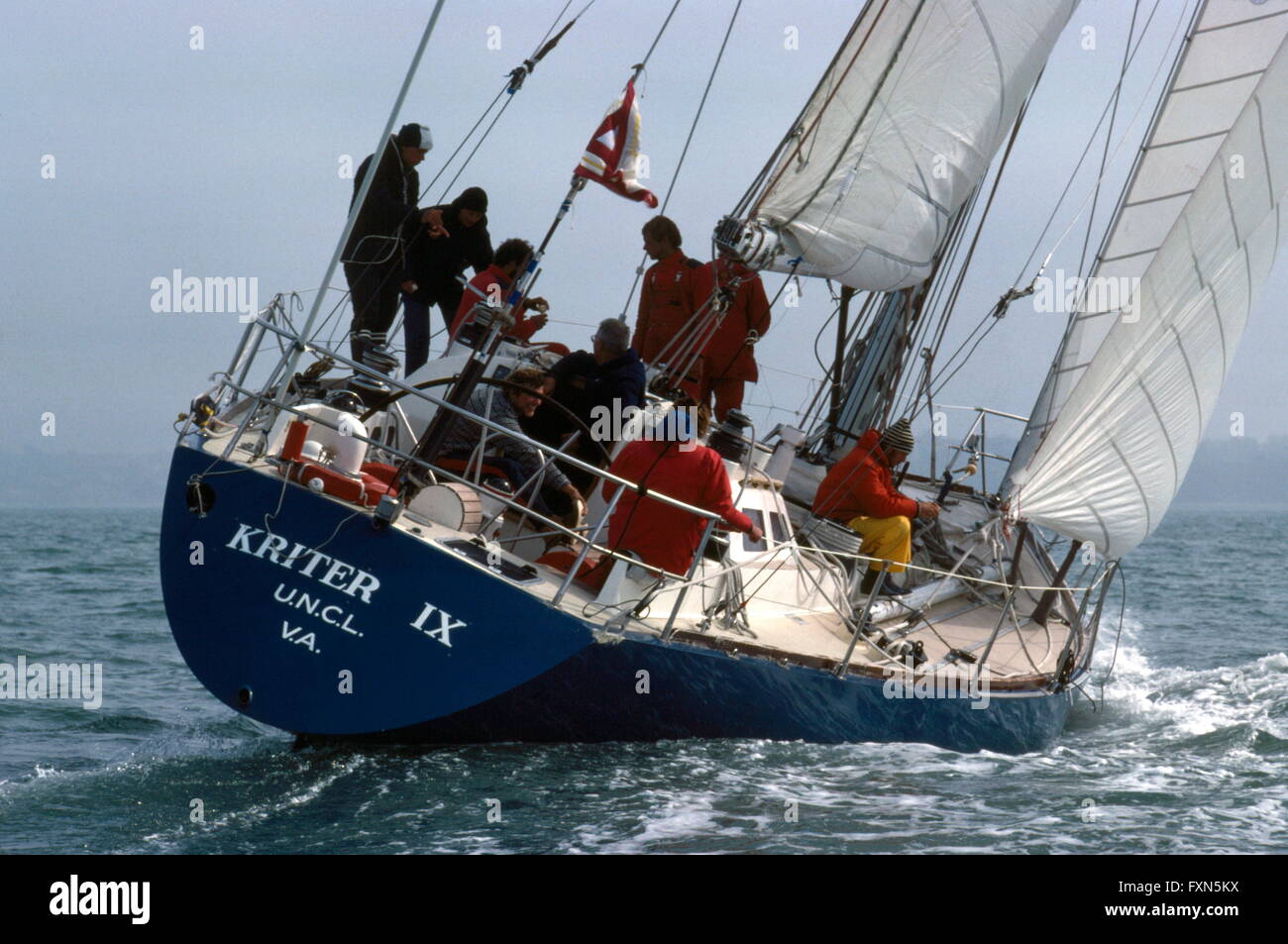 1982. PORTSMOUTH, ENGLAND WHITBREAD RACE END FRENCH YACHT KRITER IX IN SIGHT