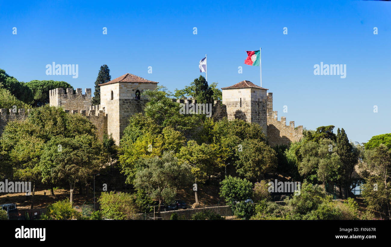 sights of the exterior of the castle of lisbon Stock Photo