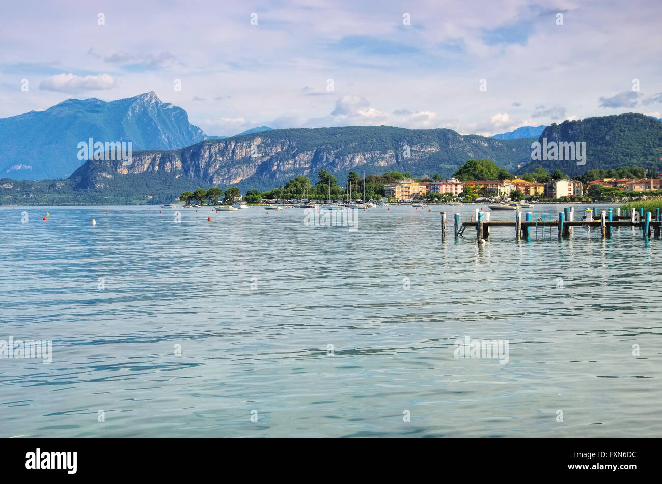 Blick auf Bordolino am Gardasee - view to the town Bordolino, Lake Garda Stock Photo