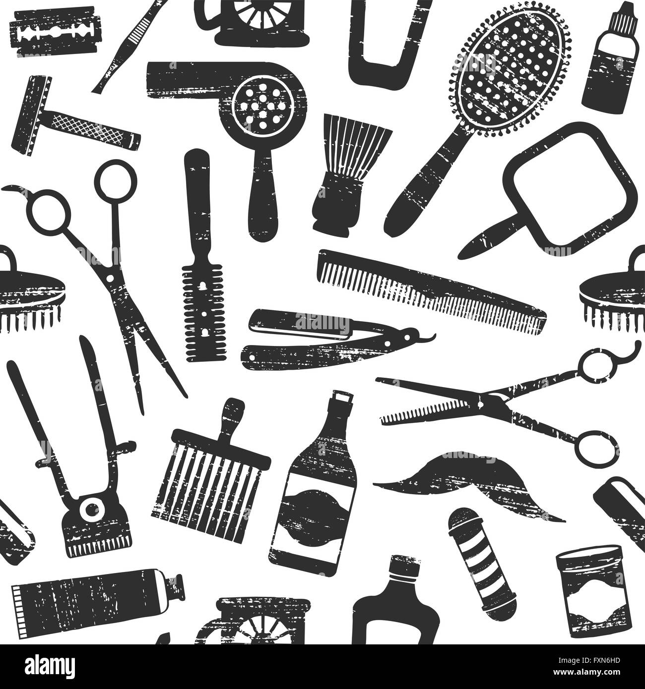 Vintage barber shop related seamless pattern 2 Stock Vector Image & Art