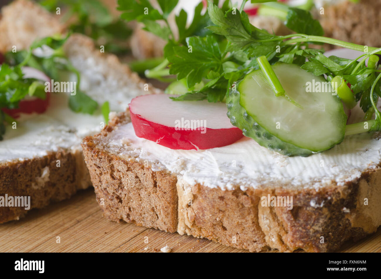 breakfast with spring  fresh vegetables Stock Photo