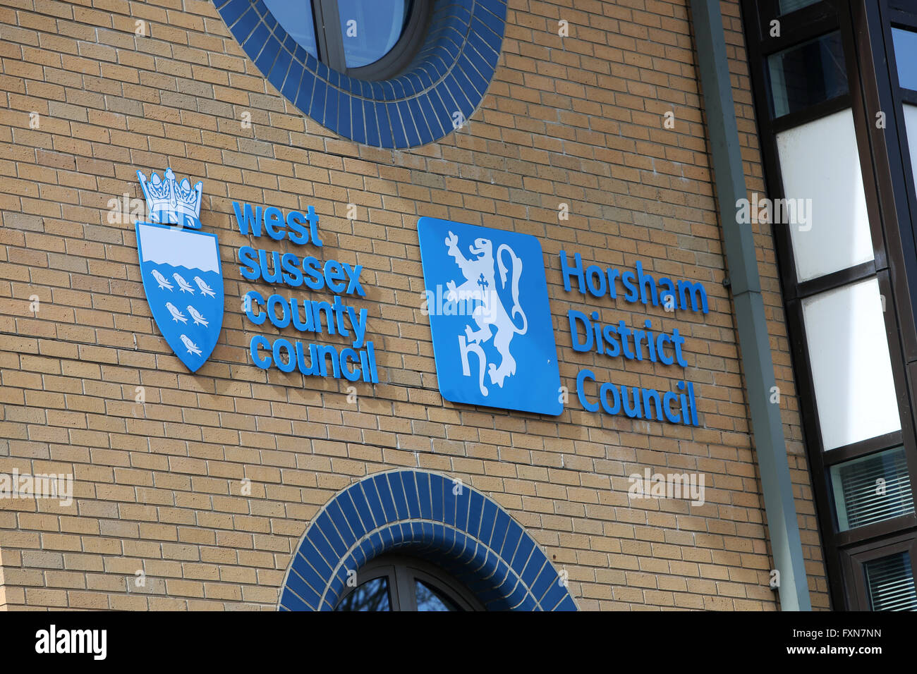 General views of the West Sussex County Council and Horsham District Council offices in Horsham, West Sussex, UK. Stock Photo