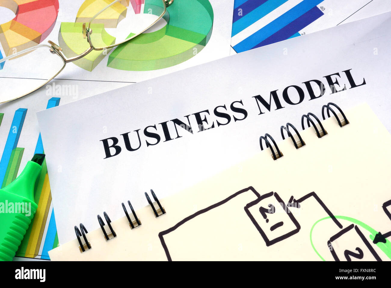 Business model written in a notebook. Business concept. Stock Photo