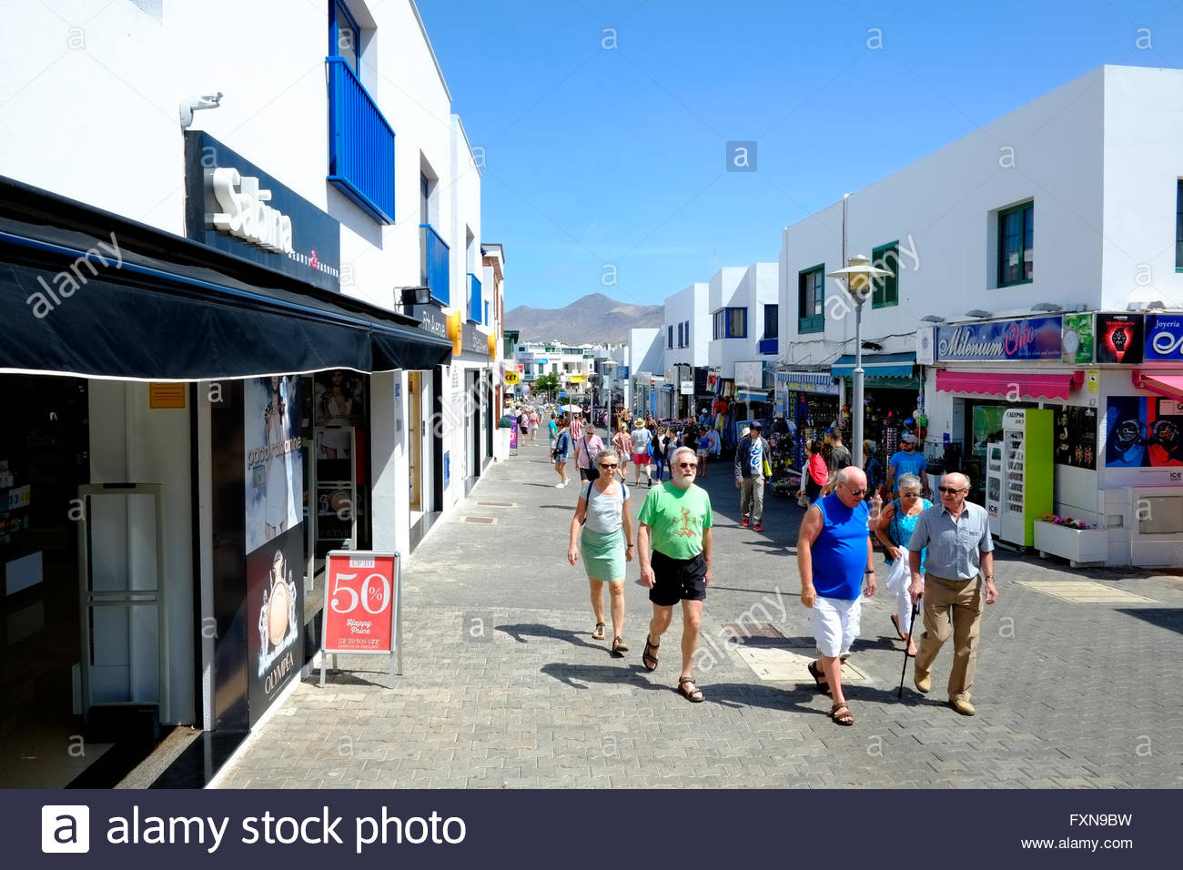 A View Of Playa Blanca Town Lanzarote Shopping Area With