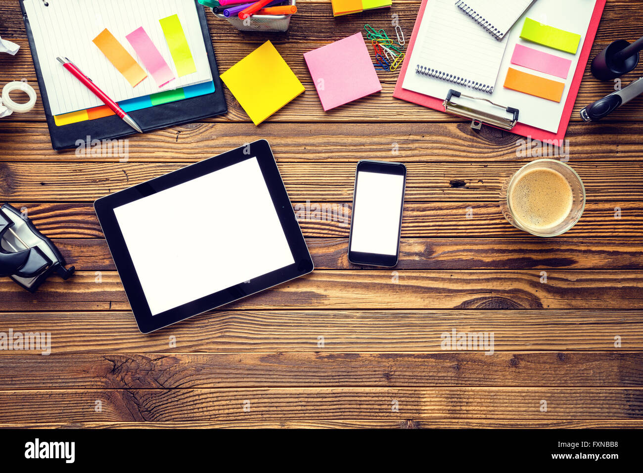 Modern office table in hipster style Stock Photo Alamy