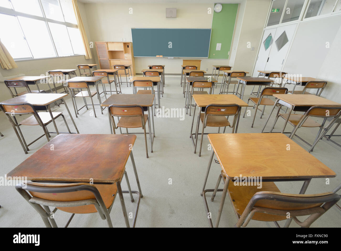 Empty high school classroom Stock Photo