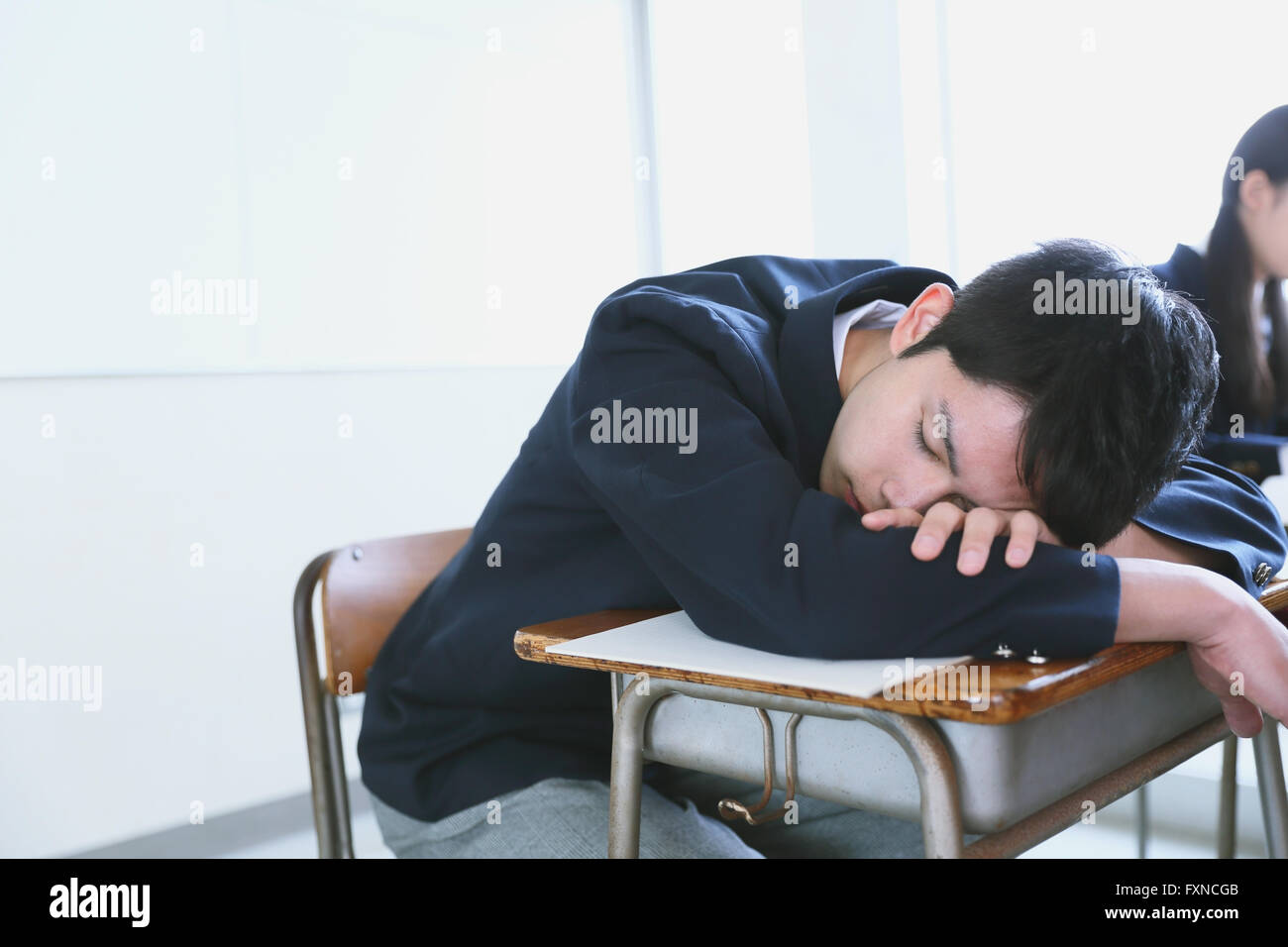 Japanese high-school students during a lesson Stock Photo