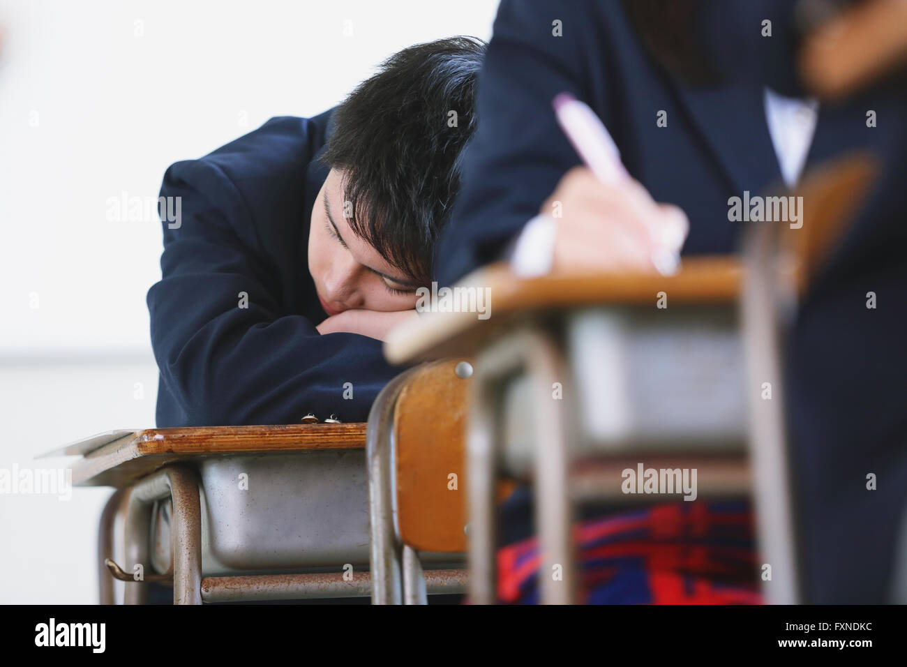 Japanese high-school students during a lesson Stock Photo