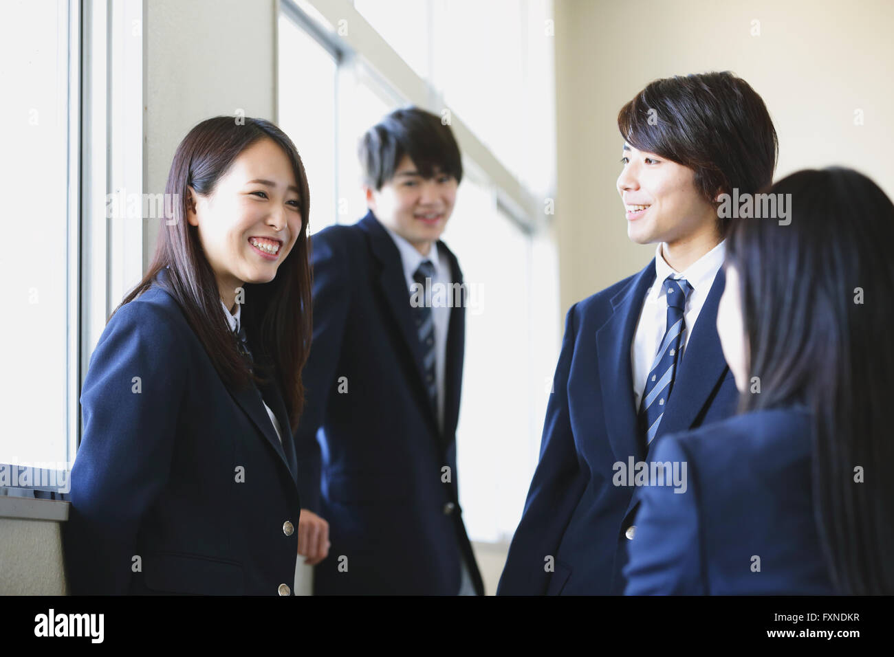 Japanese high-school students after class Stock Photo