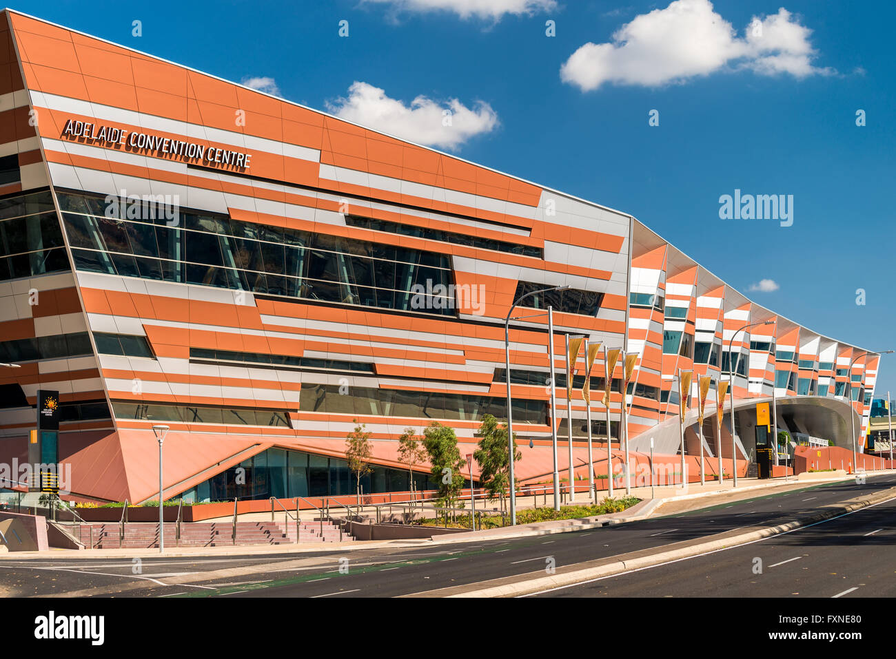 Adelaide, Australia - January 3, 2016:  Adelaide New Convention Centre, view from the Montefiore Road on a bright day Stock Photo