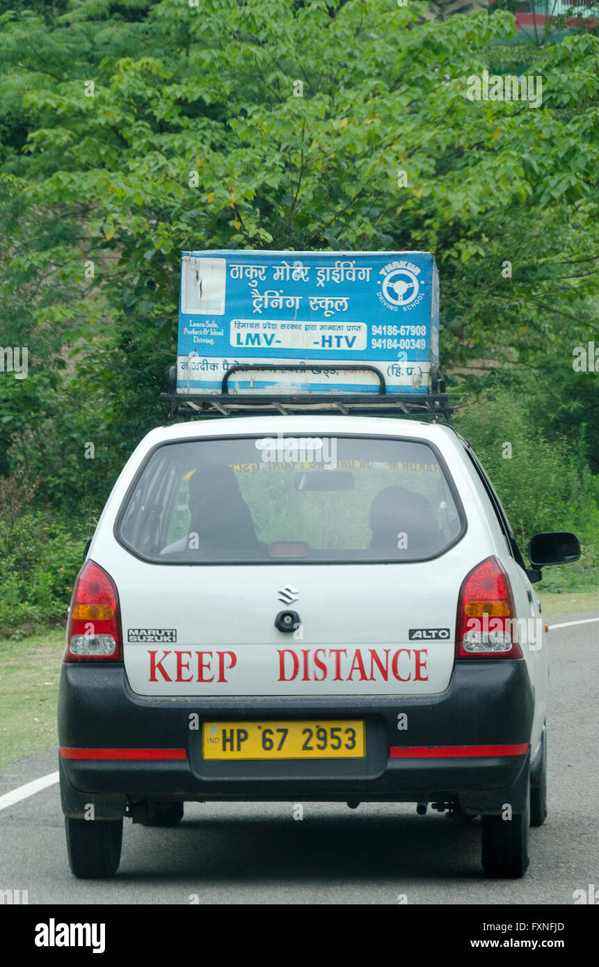 Driving school car, near Simla, Himachal Pradesh, India, Stock Photo