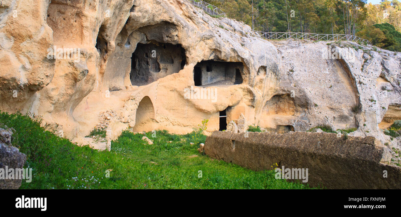 View of the Villaggio Bizantino also called the village in the rock