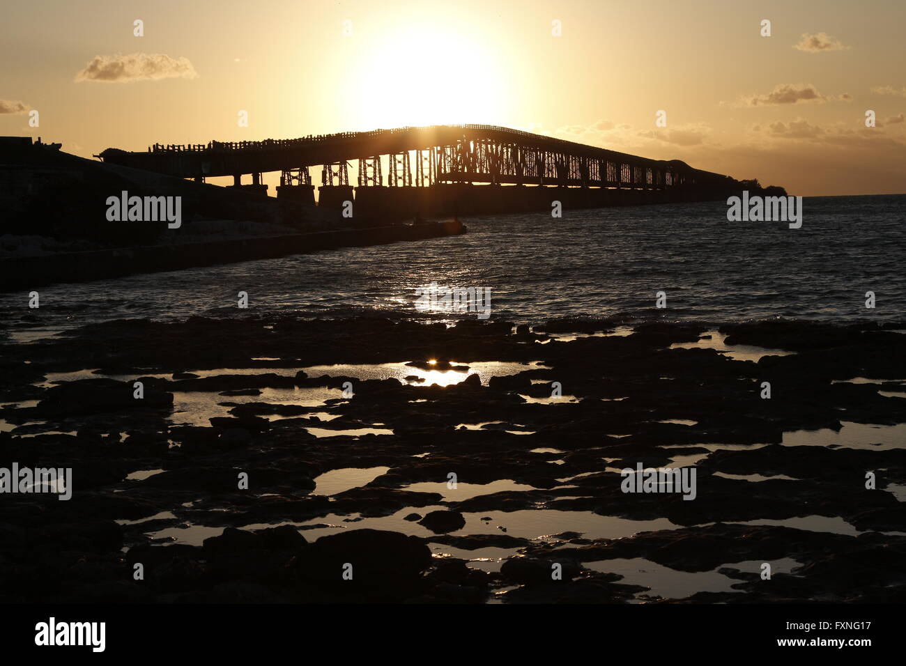 The historic Bahia Honda bridge in the Florida Keys Stock Photo