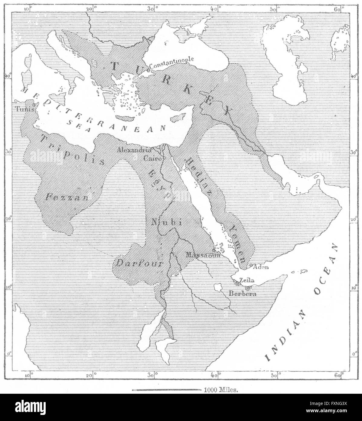 MIDDLE EAST: Turkish Empire, sketch map, c1885 Stock Photo