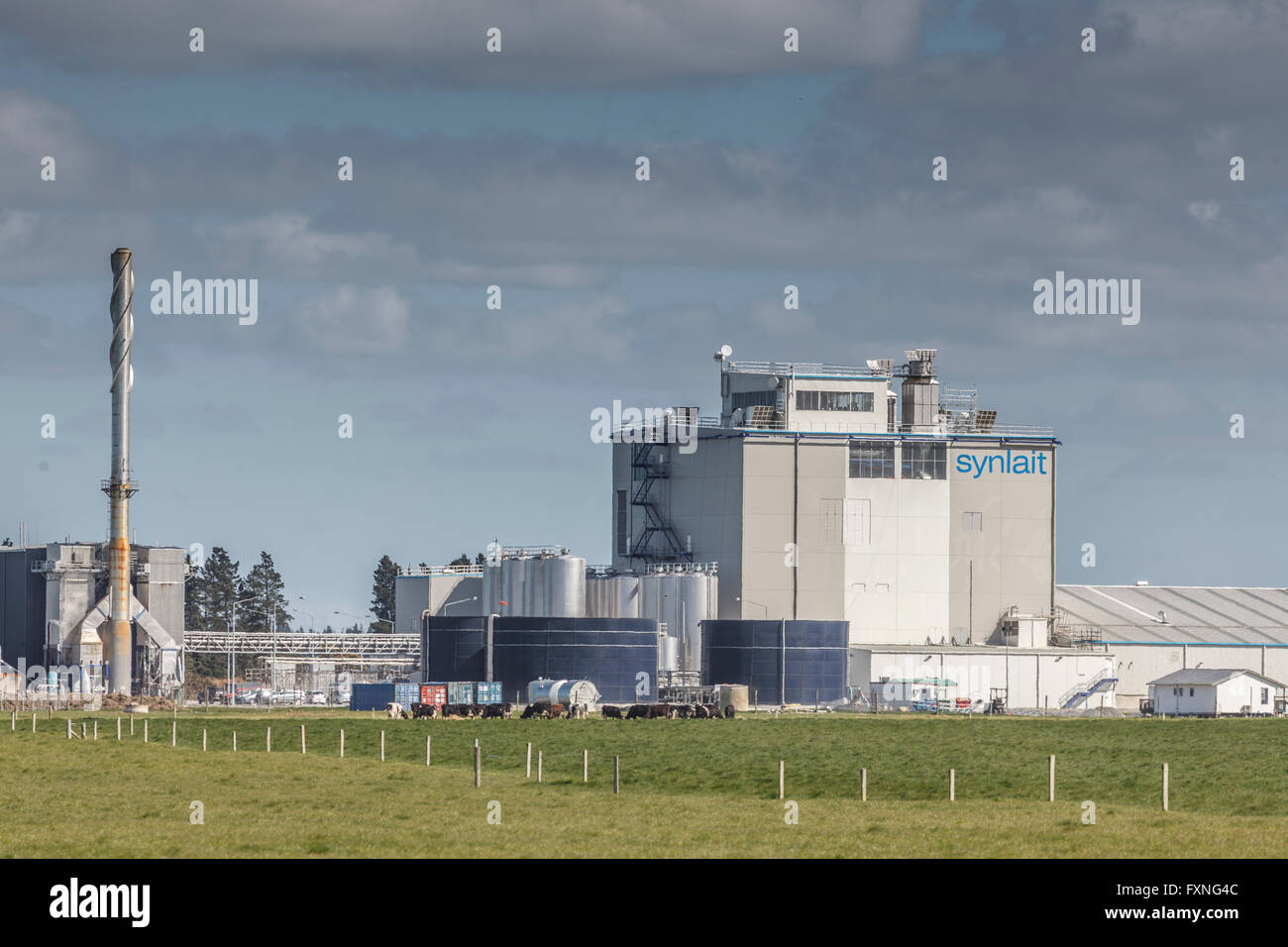 Synlait milk processing factory near Christchurch,Canterbury,South Island,New Zealand Stock Photo