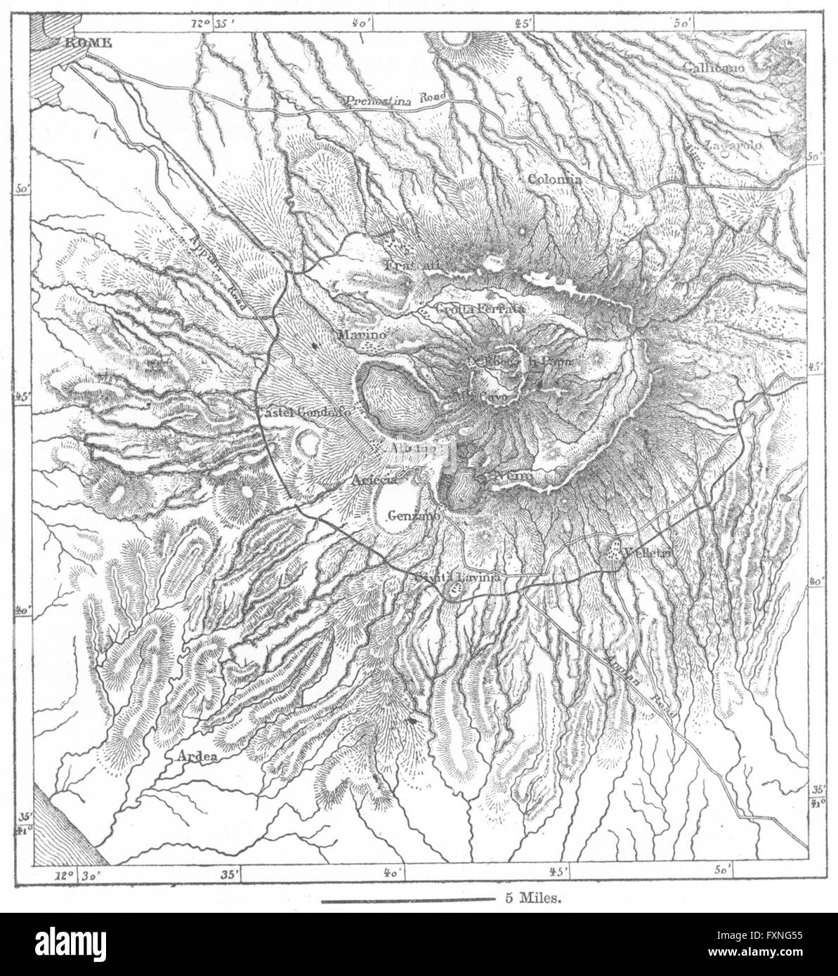 ITALY: Montagna D'Albano, sketch map, c1885 Stock Photo