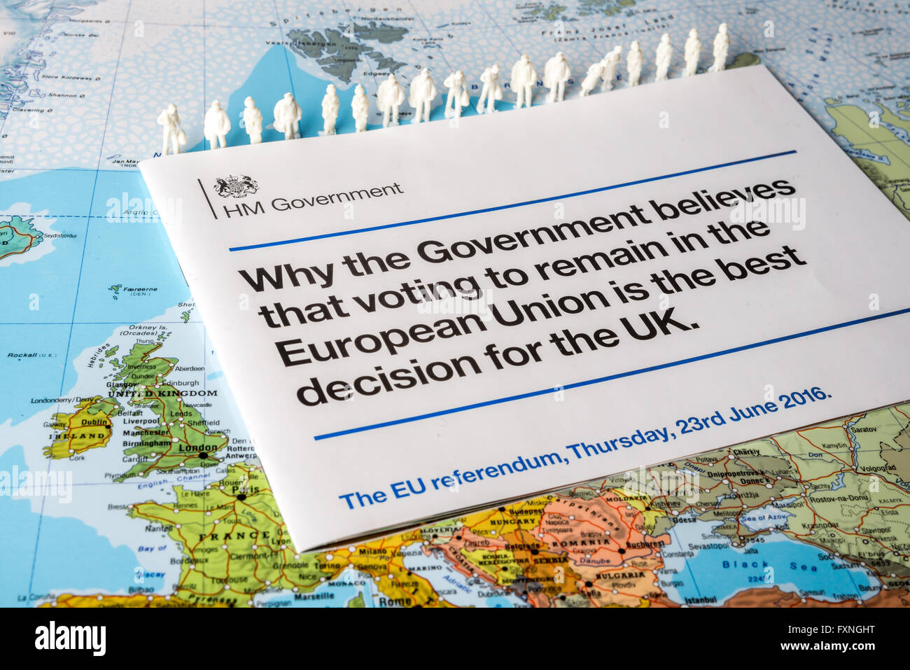 Government leaflet about Brexit in favor of staying in EU Stock Photo