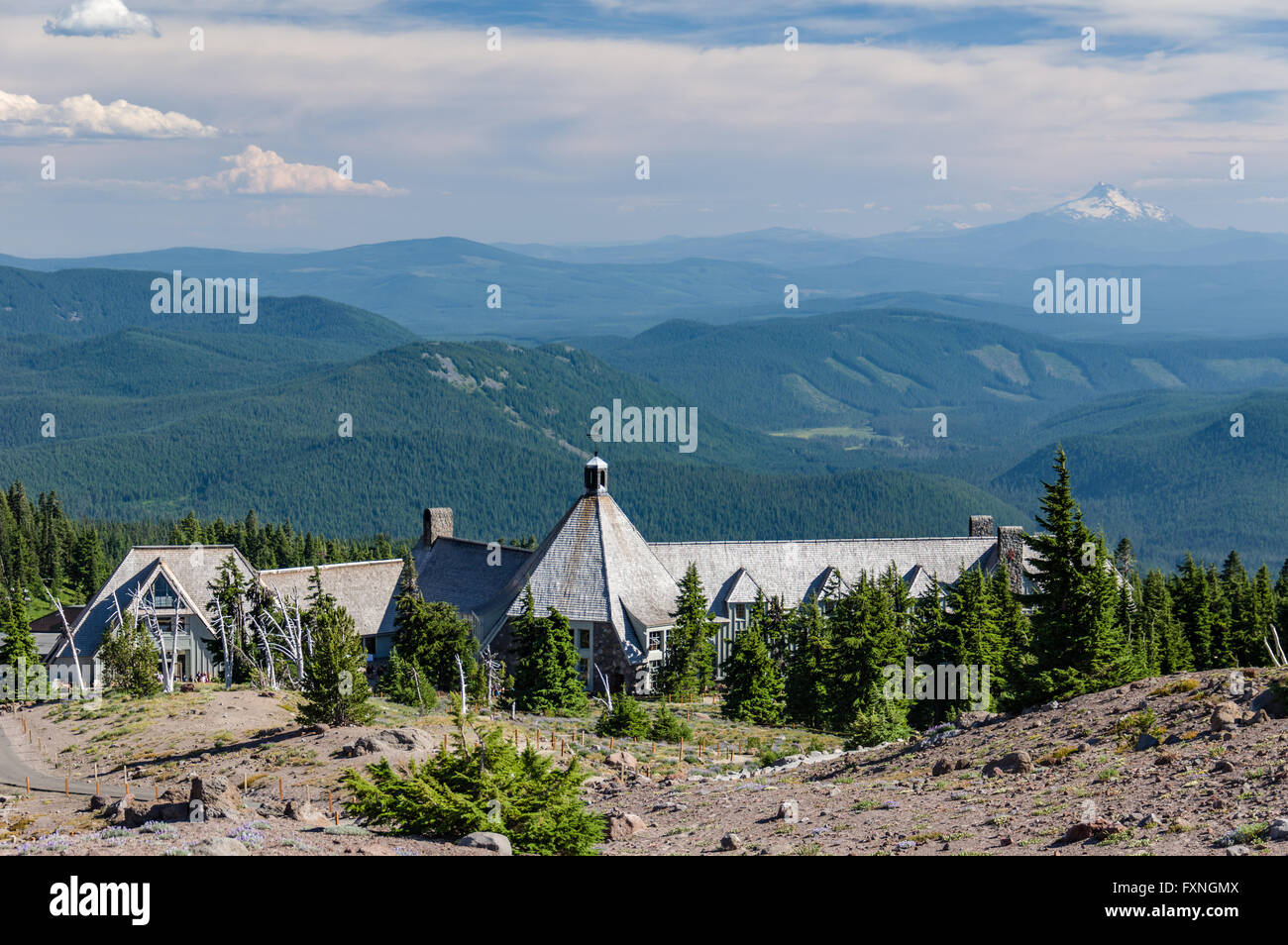 View of the rear of historic Timberline Lodge on Mt Hood. Mt Hood ...