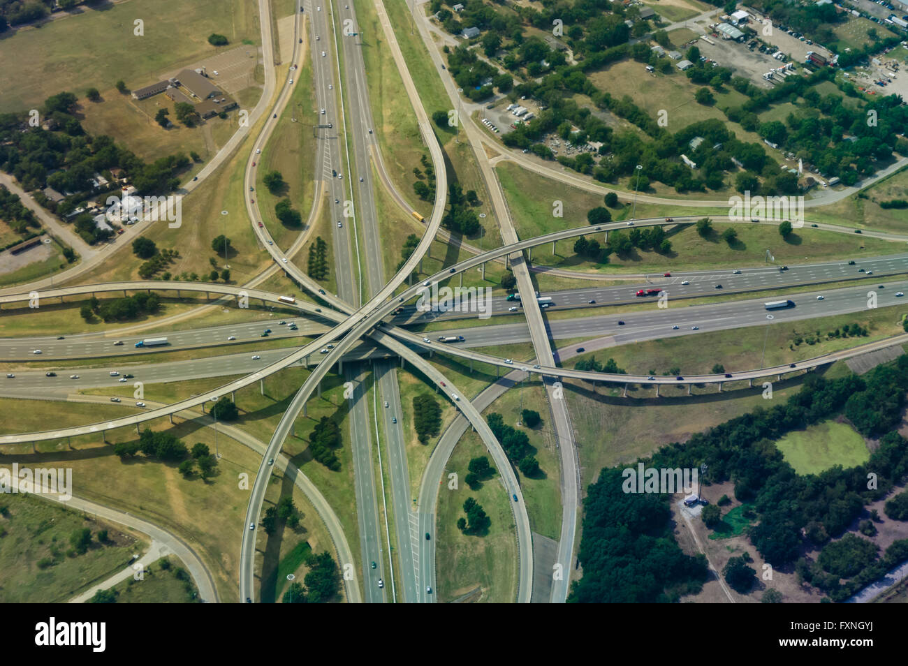 Aerial view of the interchange between US 20 and US 175 near Dallas, Texas Stock Photo