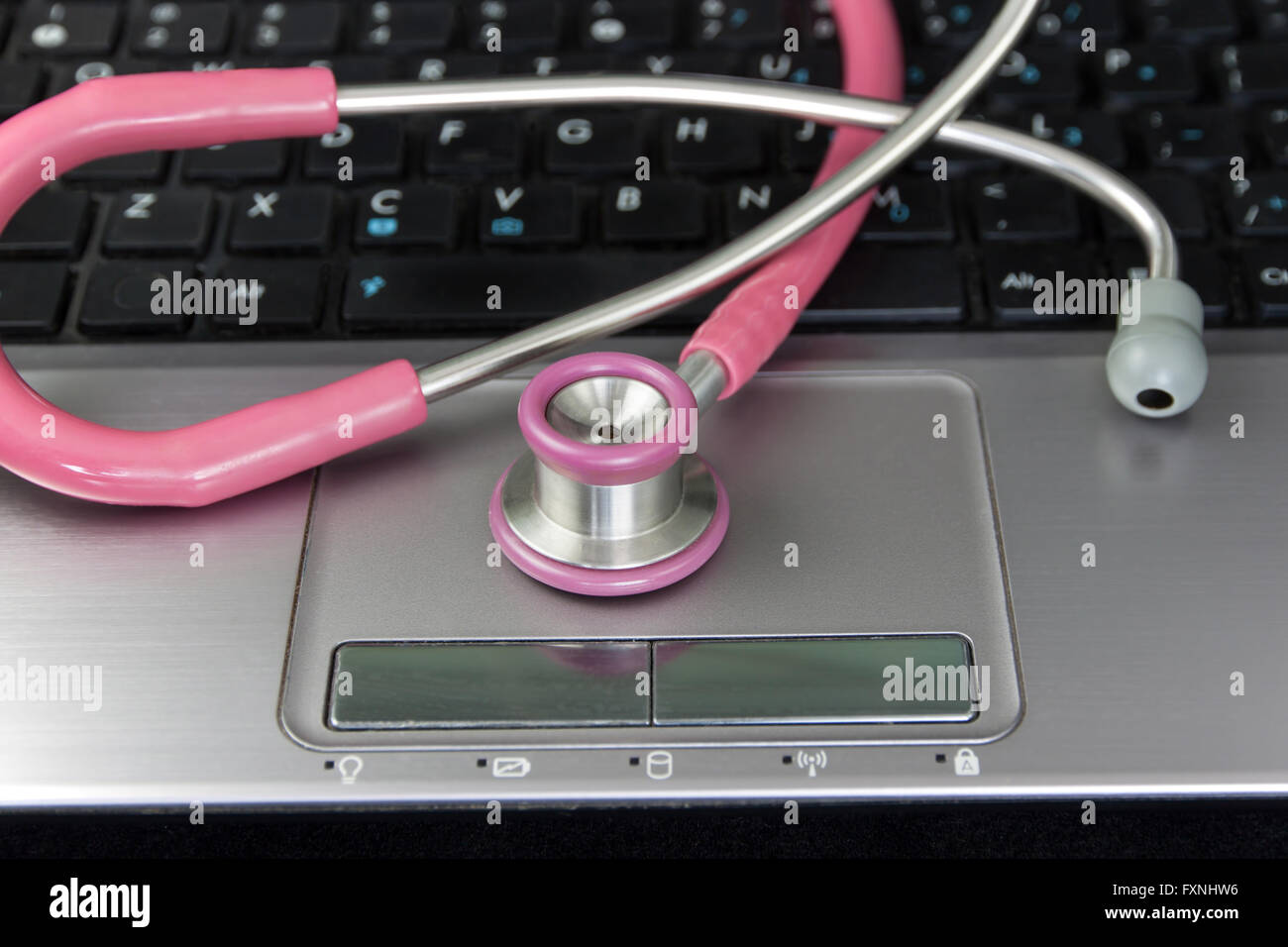 Stethoscope and Laptop.Maintaining computer concepts and idea. Stock Photo