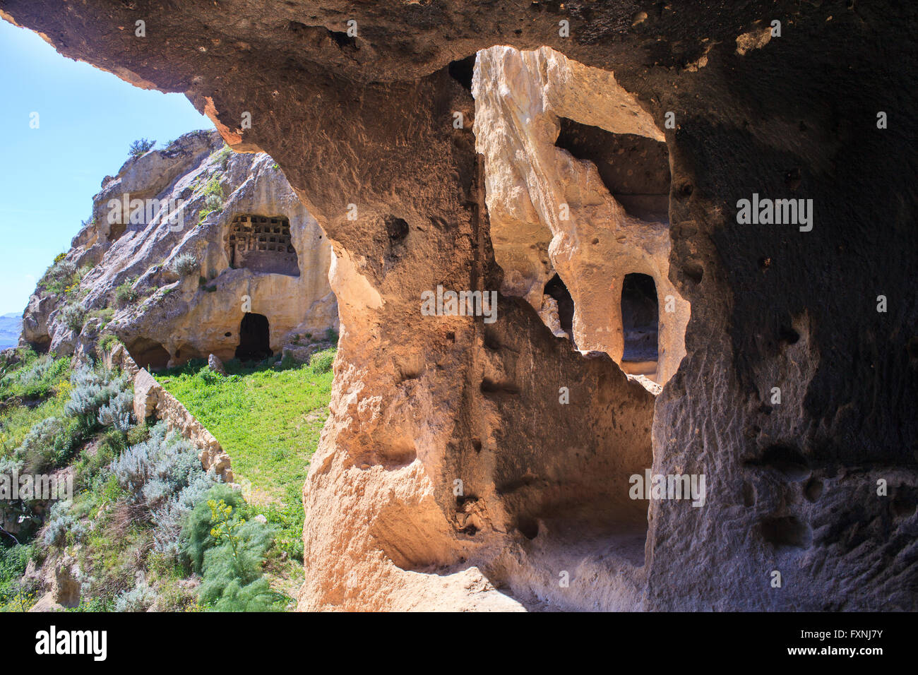 View of the Villaggio Bizantino also called the village in the rock