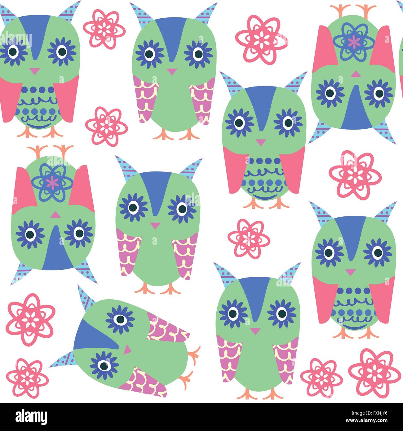 Multicolor Pattern Cute Multicolor owls seamless pattern and seamless pattern in swatch menu ...