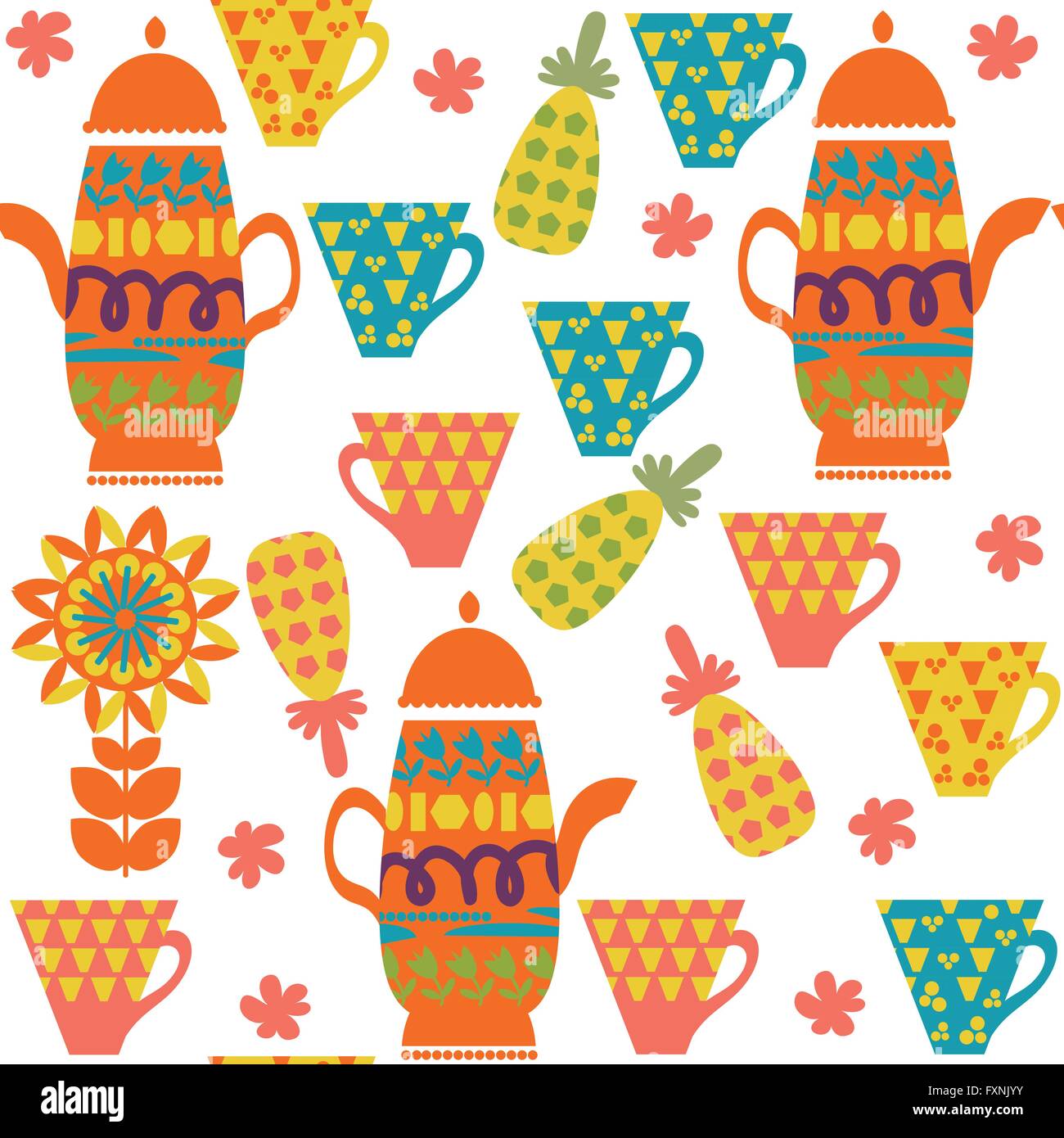 Colorful tea seamless pattern and seamless pattern in swatch menu ...