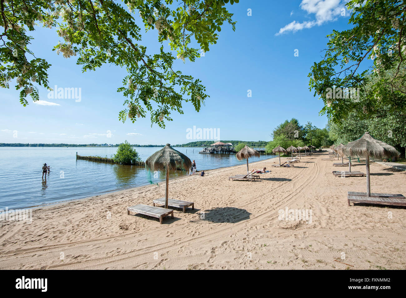 Beach, lake Schwielowsee, beach resort, Caputh, Brandenburg, Germany Stock Photo