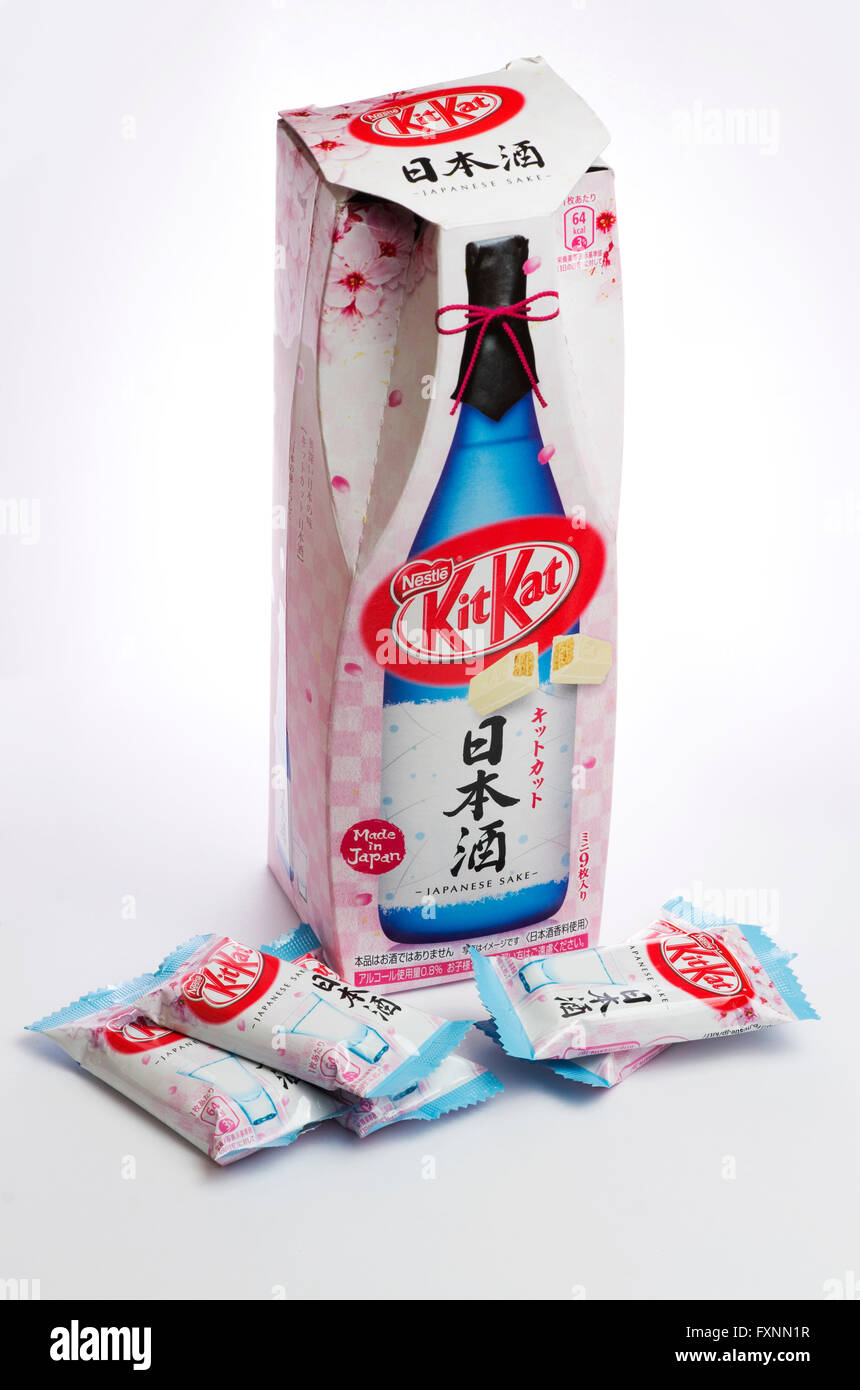 Unusual Japanese Kitkat flavours. This is Sake (rice wine), showing the