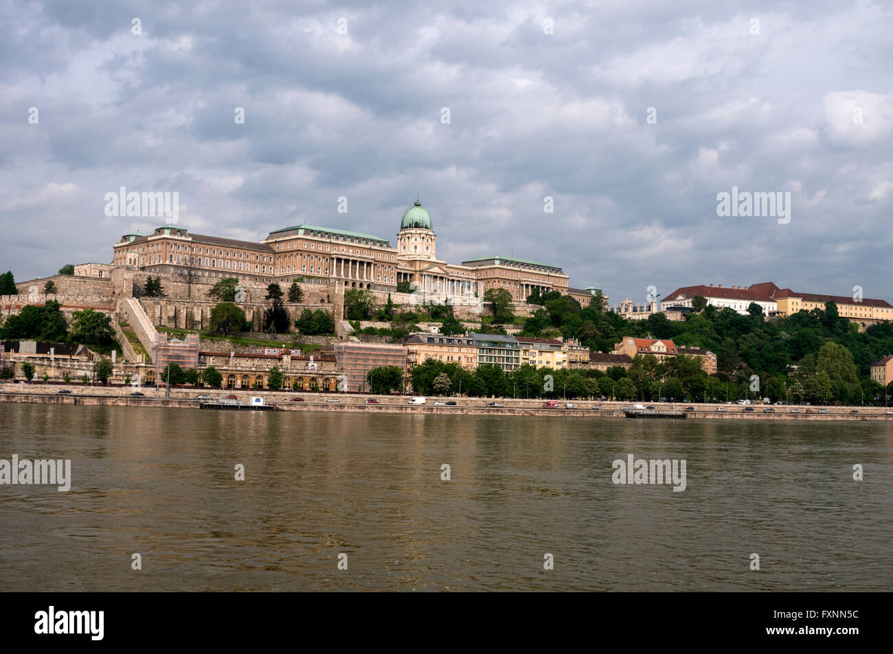 The former Royal Palace on Buda Castle Hill across the River Danube Budapest, Hungary. Buda Castle Hill is a designated UNESCO W Stock Photo