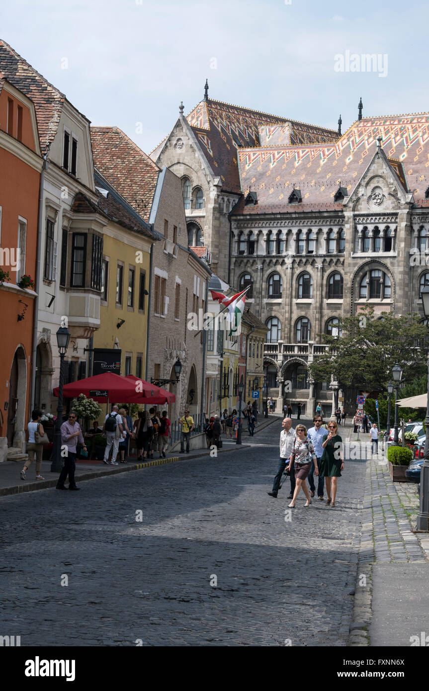 Fortuna Street leading to Vienna Gate on Buda Castle Hill, Budapest, Hungary Stock Photo