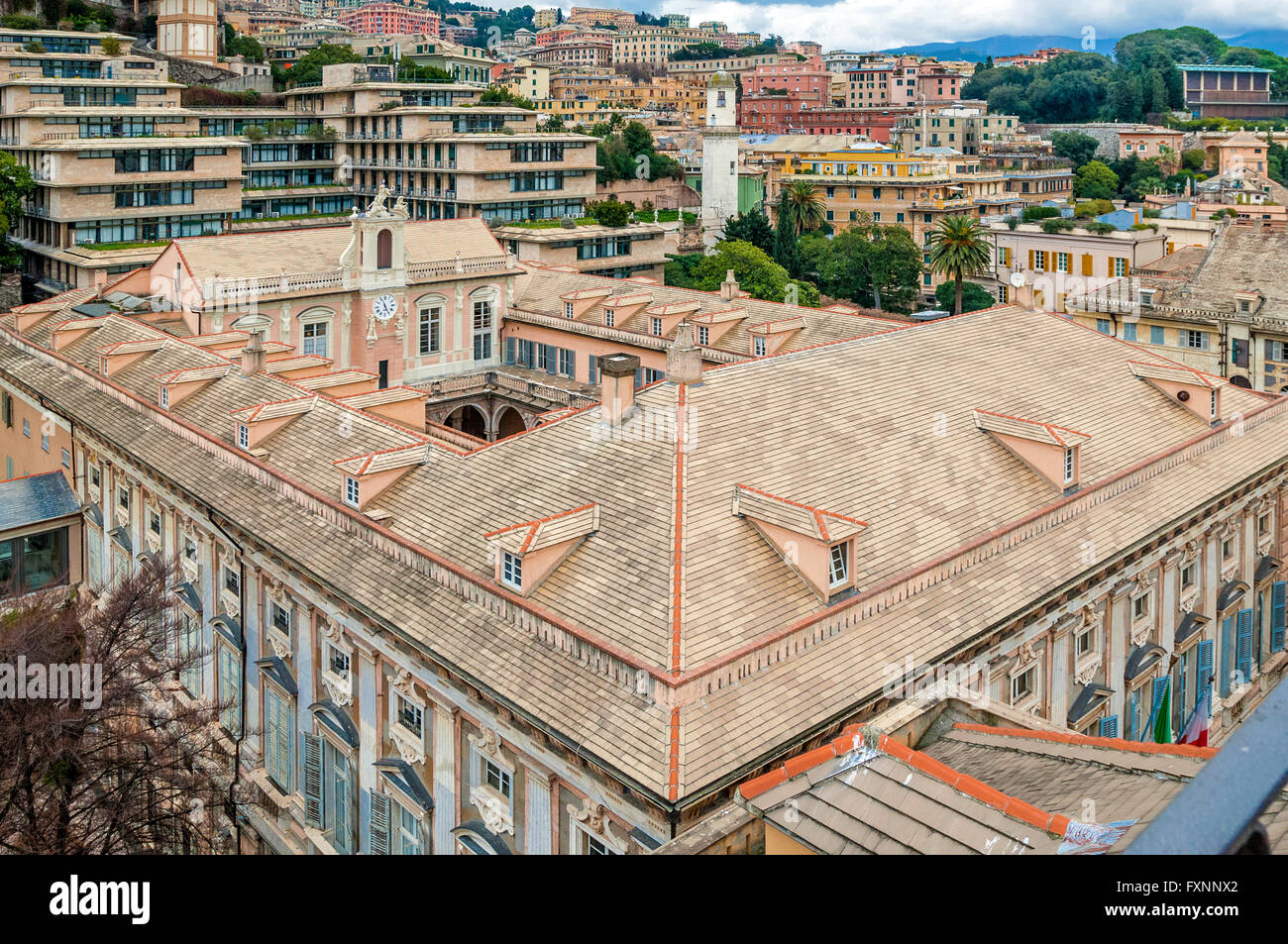 Italy Liguria Genoa , Strada Nuova - Via Garibaldi - Palace Nicolò Grimaldi - Palazzo Tursi Stock Photo