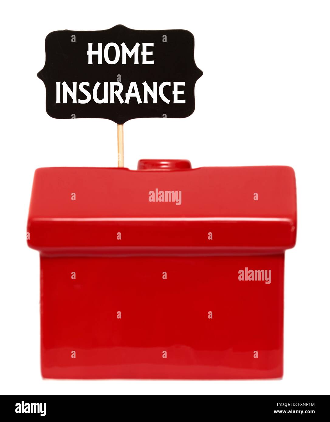 Red house with home insurance sign Stock Photo