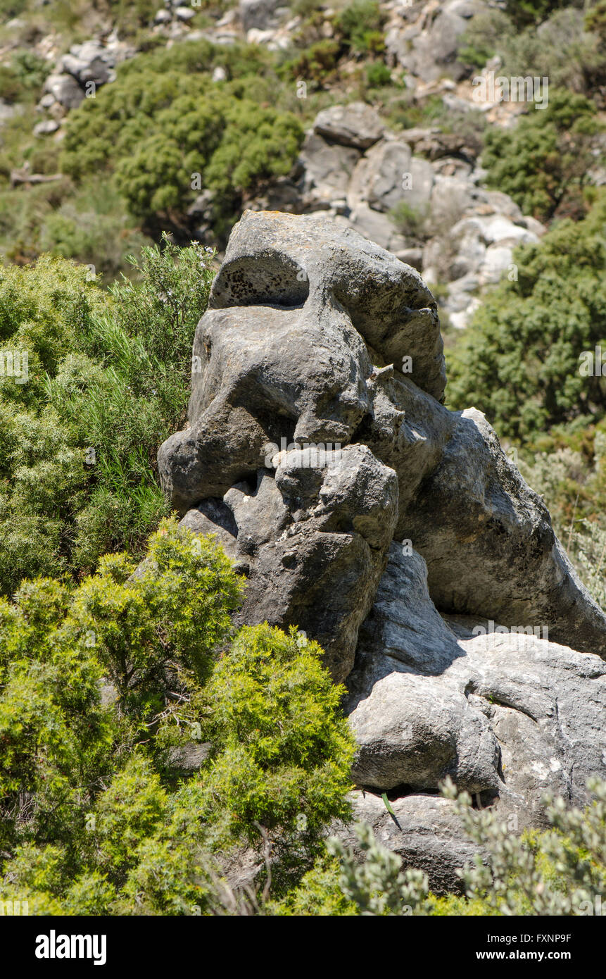 Strange shaped Limestone rock formation. Spain. Stock Photo