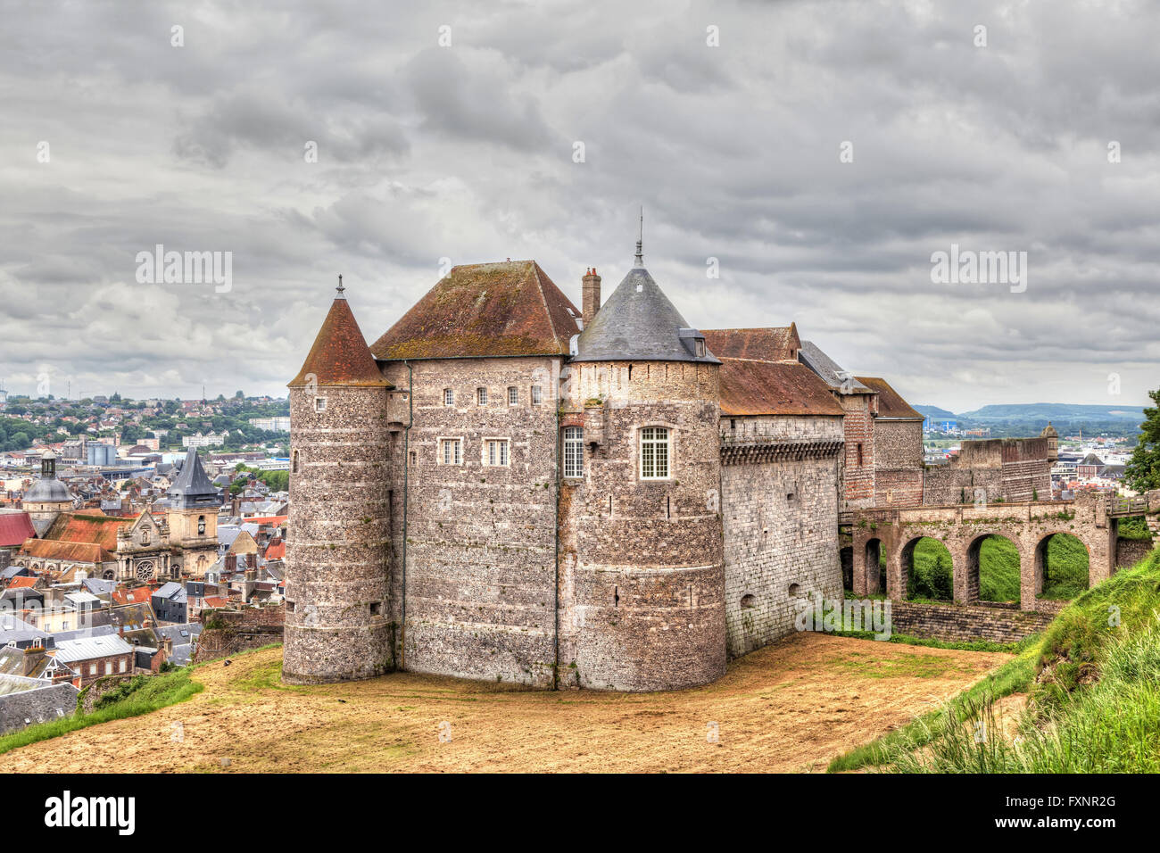 Castle of city Dieppe, Normandy, France (with HDR effect) Stock Photo
