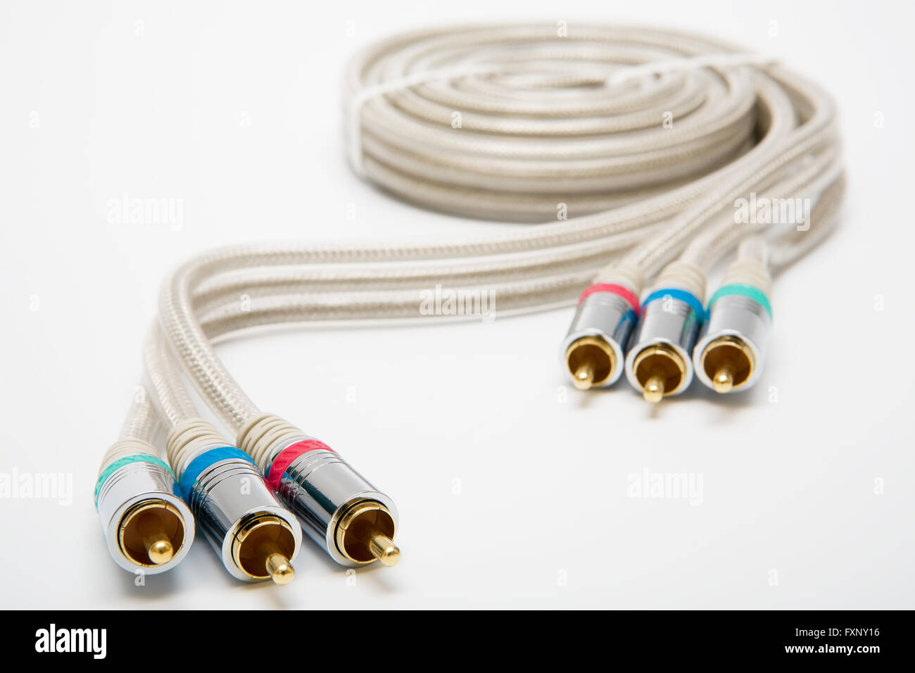 component video cable with a gold covering Stock Photo - Alamy