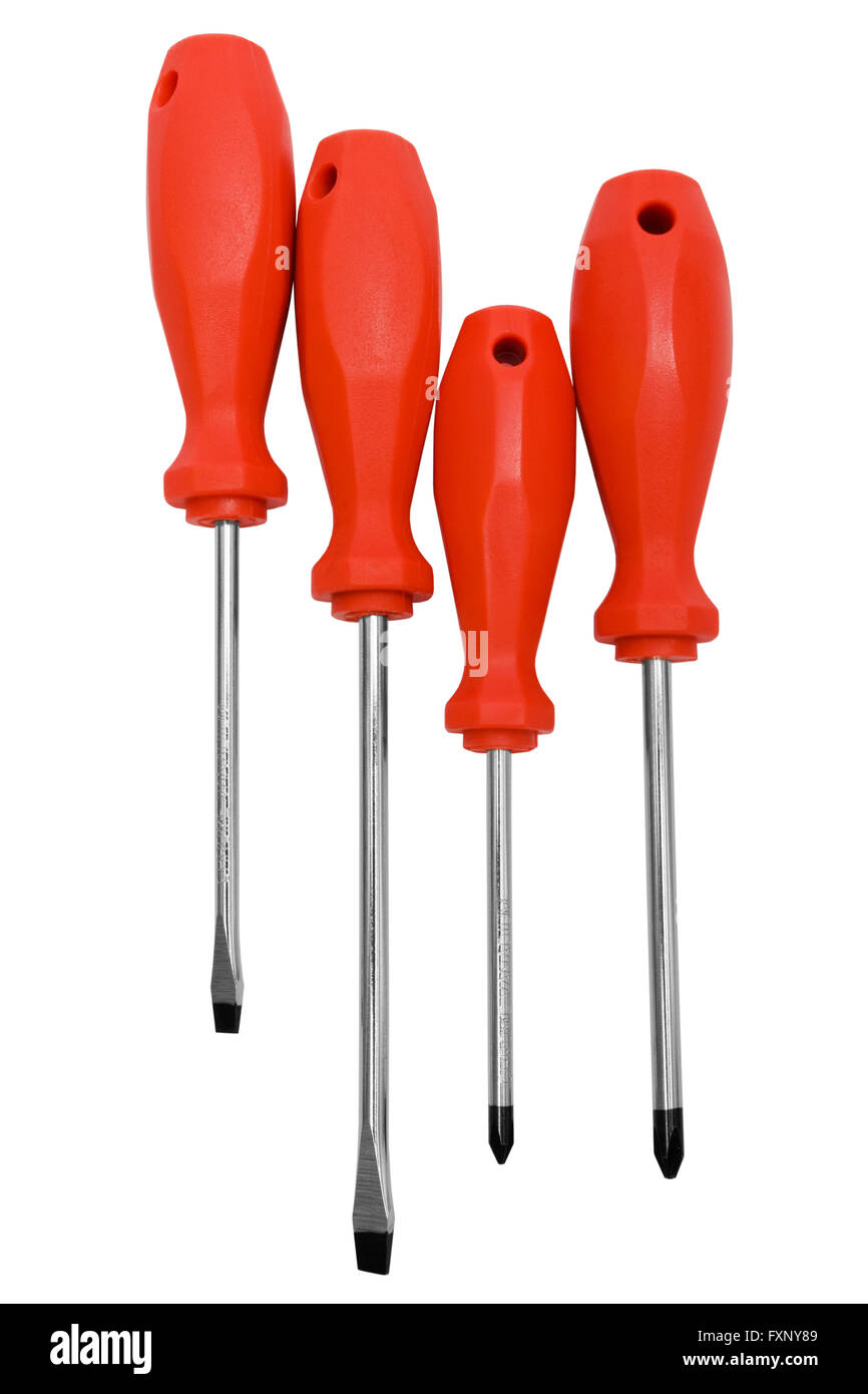 Set of steel screwdrivers on a white background Stock Photo Alamy
