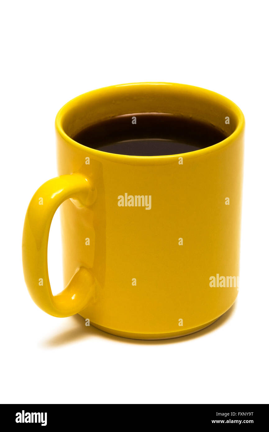 Yellow mug from coffee on a white background Stock Photo Alamy