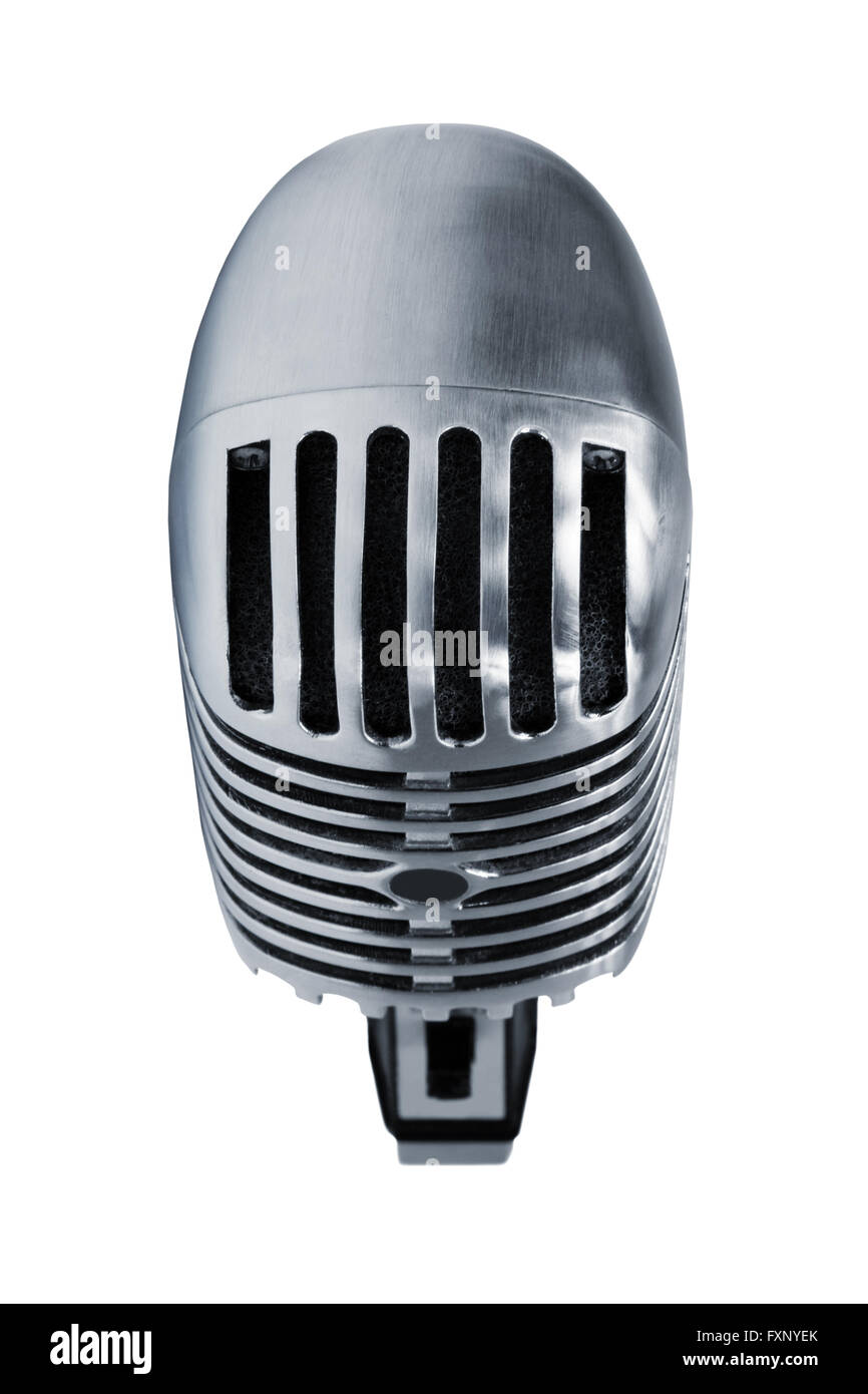 Beautiful old microphone on a white background Stock Photo