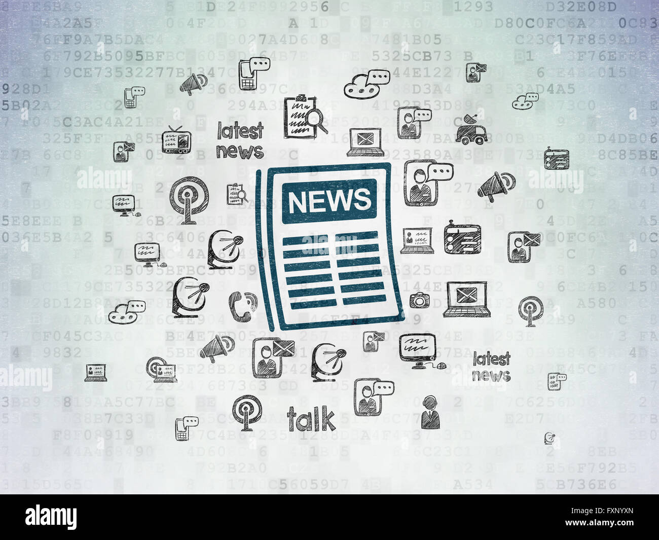 News concept: Newspaper on Digital Paper background Stock Photo