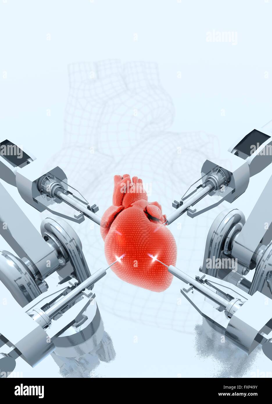 Robotic arms making a heart, computer illustration. Stock Photo