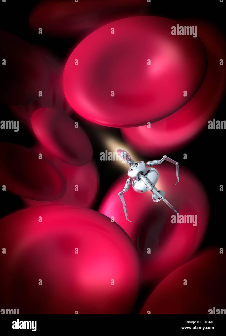 Nanobot in the human bloodstream, computer illustration. Stock Photo