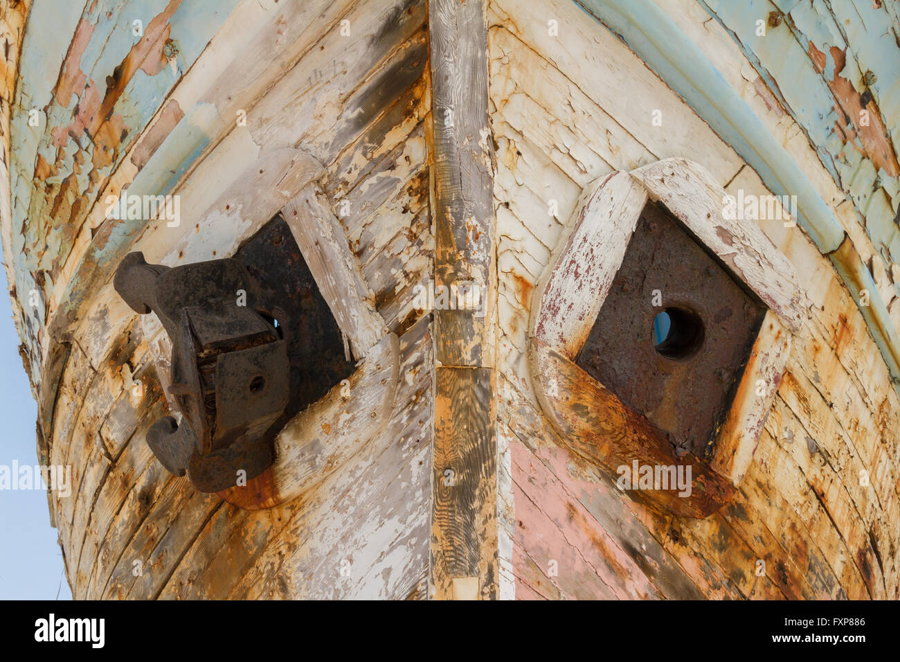 Old Derelict Wooden Fishing Boat Wreck in Latsi, Cyprus Stock Photo - Alamy