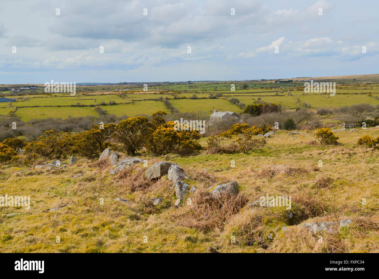 The open moorland looking across from carbilly tor on Bodmin moor Stock Photo