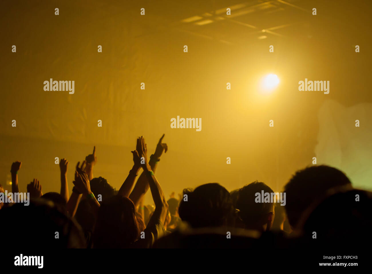 Crowd hands up hi-res stock photography and images - Alamy