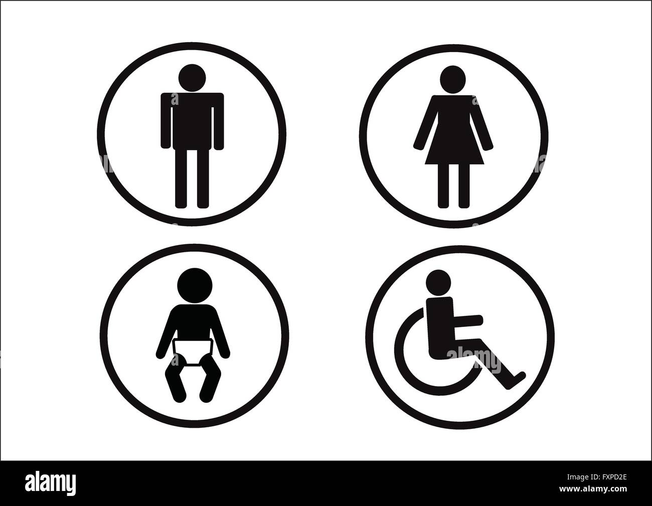 Restroom Symbol Icon of man woman disability and child Stock Vector Image &  Art - Alamy