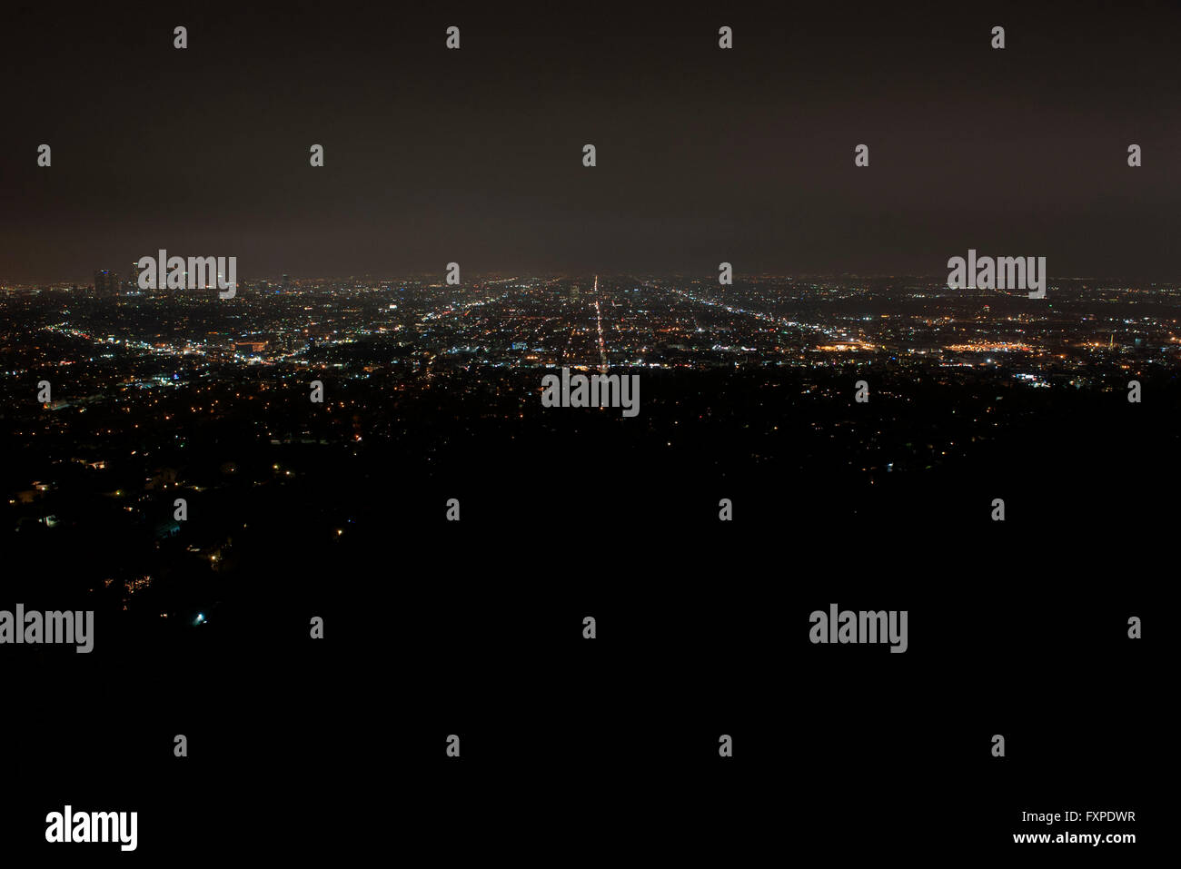 View of city lights at night, Los Angeles, California, USA Stock Photo