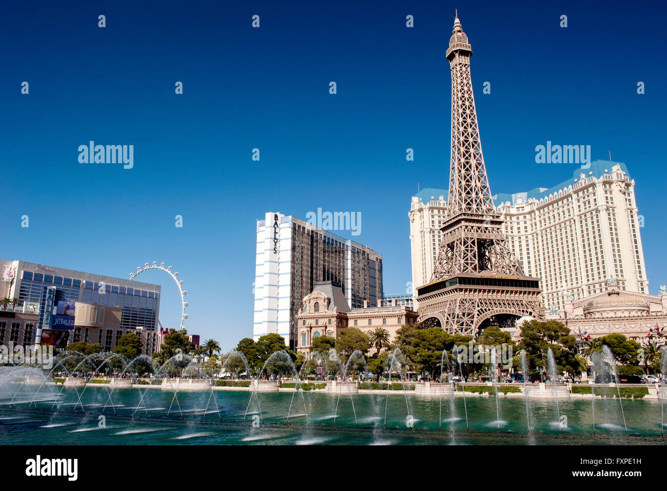 Luxury hotels on the Las Vegas Strip, Las Vegas, Nevada, USA Stock
