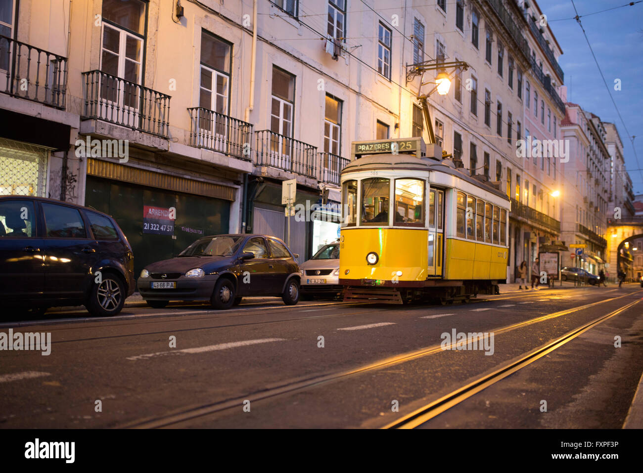 Tram in the street of Lisbon, Portugal Stock Photo