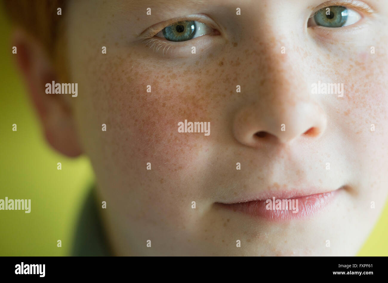 Boy with freckles, close-up portrait Stock Photo